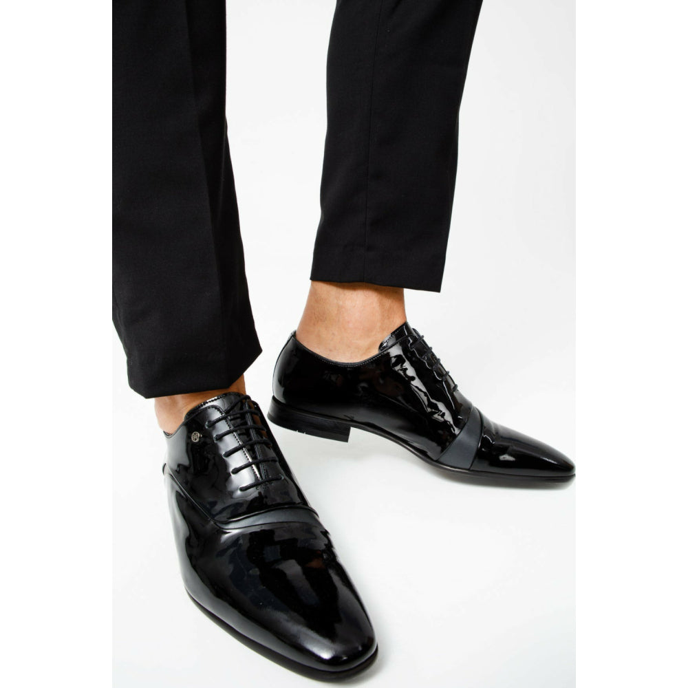 Vinci Leather The Paris Black Patent Plain Toe Oxford Shoe (10290)