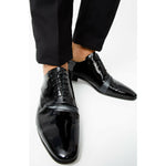 Vinci Leather The Paris Black Patent Plain Toe Oxford Shoe (10290)
