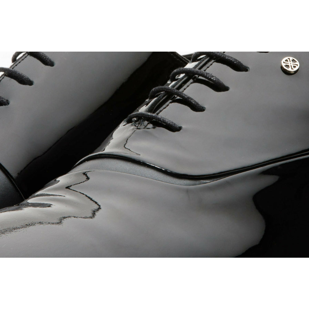 Vinci Leather The Paris Black Patent Plain Toe Oxford Shoe (10290)