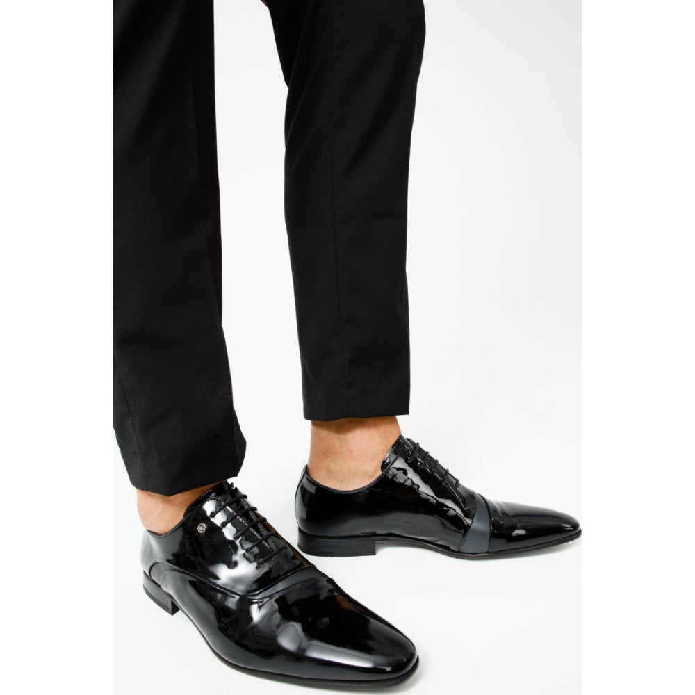 Vinci Leather The Paris Black Patent Plain Toe Oxford Shoe (10290)
