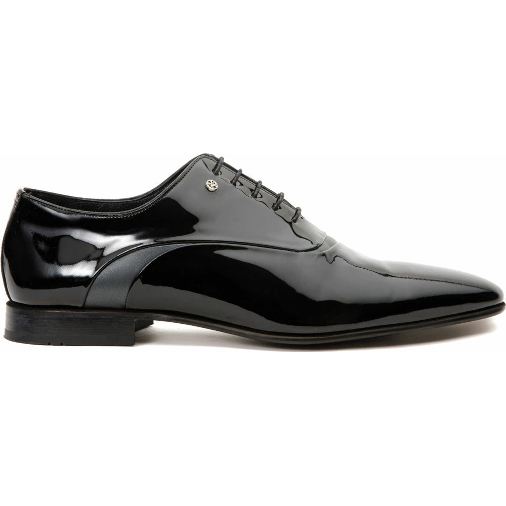 Vinci Leather The Paris Black Patent Plain Toe Oxford Shoe (10290)