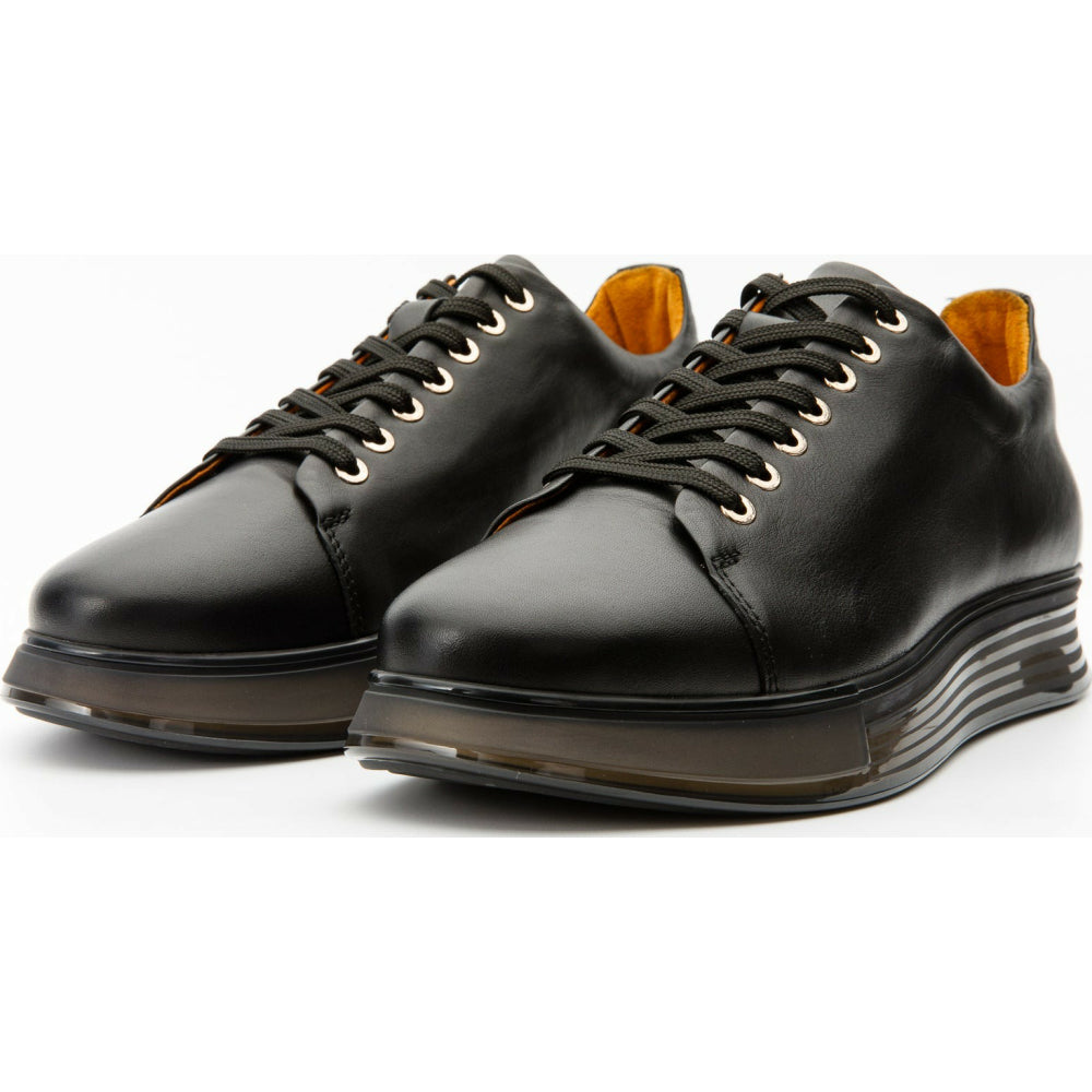 Vinci Leather The Peklin Black Leather Sneaker (15489)