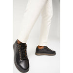Vinci Leather The Peklin Black Leather Sneaker (15489)