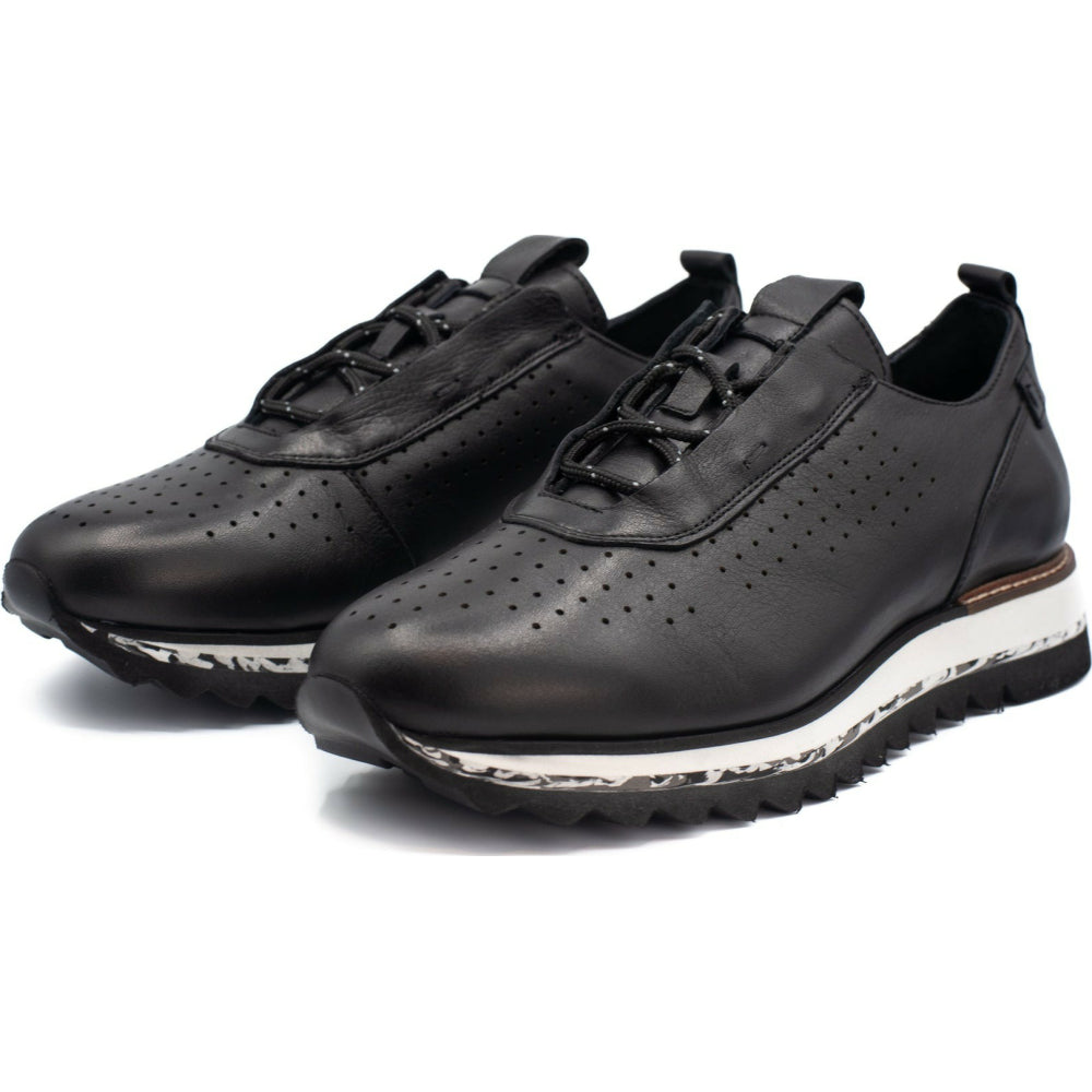 Vinci Leather The Pennsylvania Black Leather Sneaker (15410)