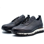 Vinci Leather The Pennsylvania Navy Blue Leather Sneaker (15410)