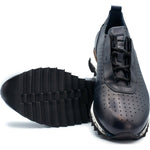 Vinci Leather The Pennsylvania Navy Blue Leather Sneaker (15410)