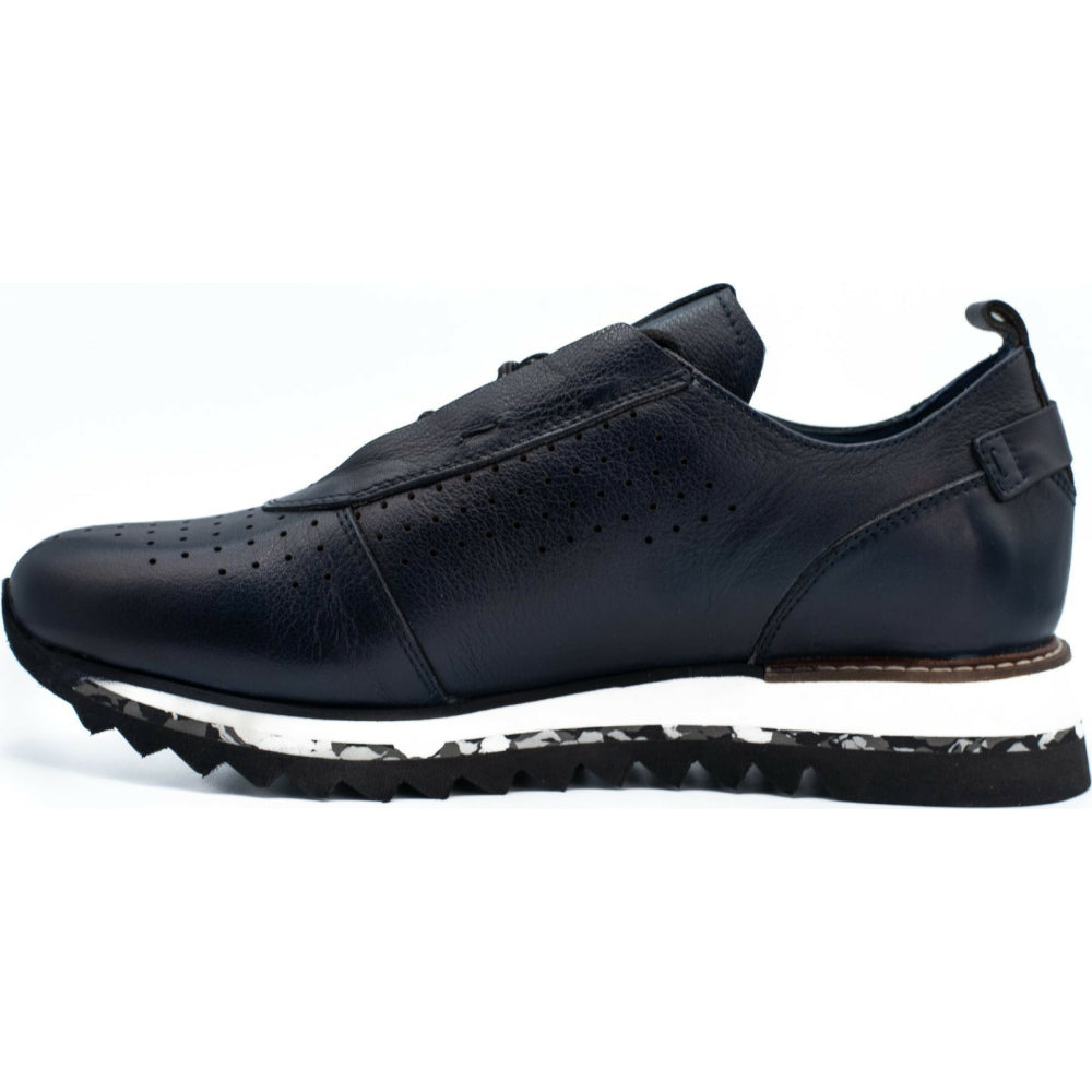 Vinci Leather The Pennsylvania Navy Blue Leather Sneaker (15410)