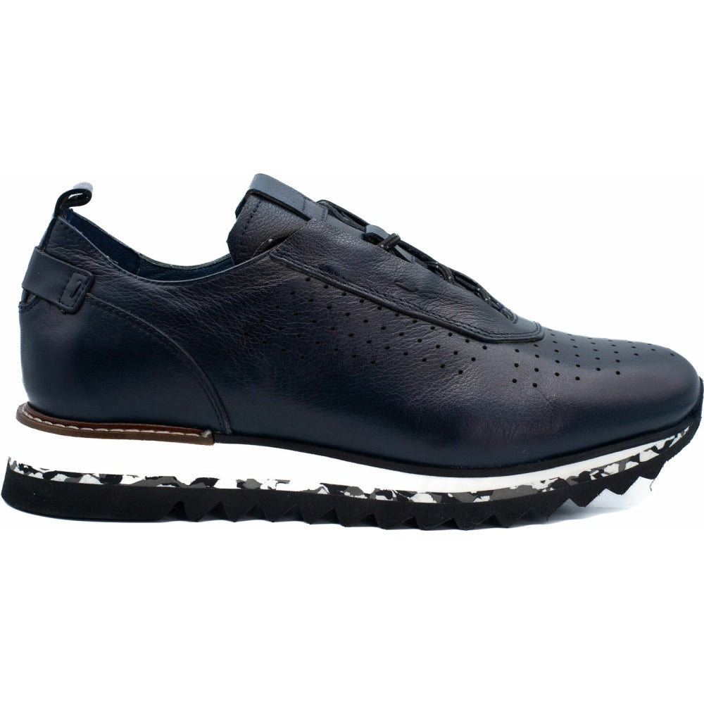 Vinci Leather The Pennsylvania Navy Blue Leather Sneaker (15410)