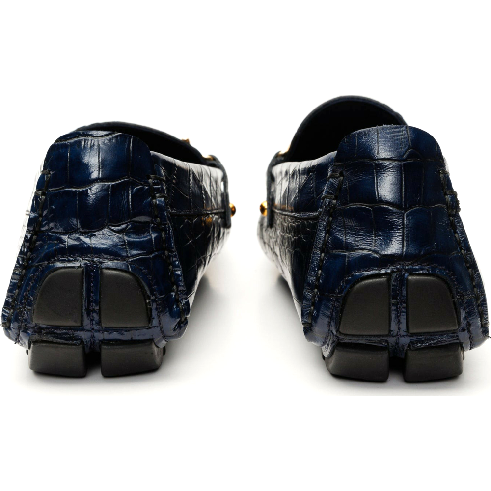 Vinci Leather The Pisa Navy Leather Bit Drive Loafer Shoe (B-3265)