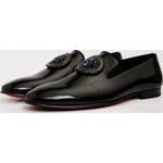 Vinci Leather The Pombe Black Patent Leather Dress Slip-on Loafer Shoe