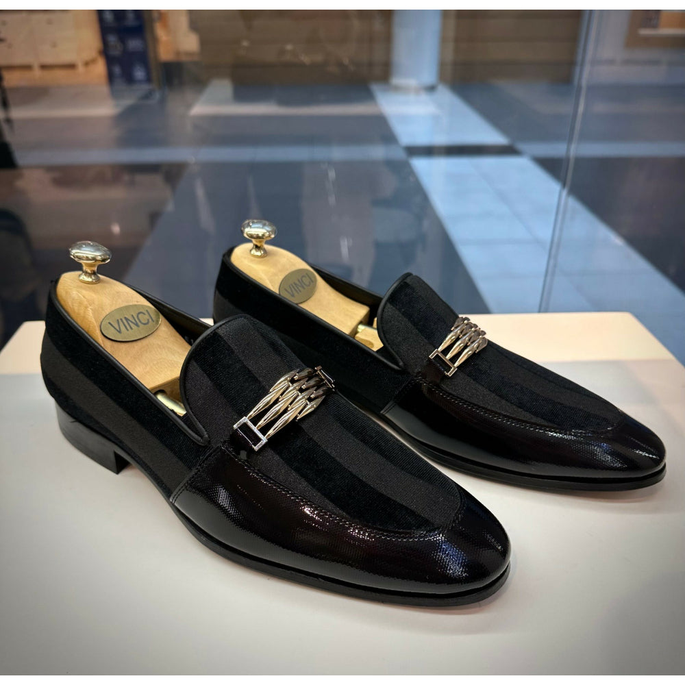 Vinci Leather The Pontalto Leather Shoe Black Bit Loafer (11613)