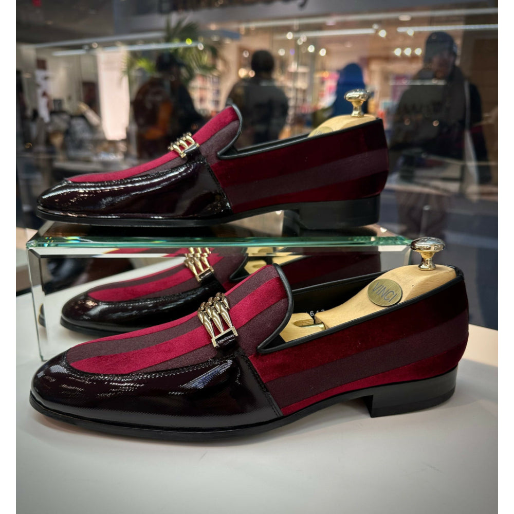 Vinci Leather The Pontalto Leather Shoe Burgundy Bit Loafer (11613)