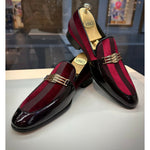 Vinci Leather The Pontalto Leather Shoe Burgundy Bit Loafer (11613)