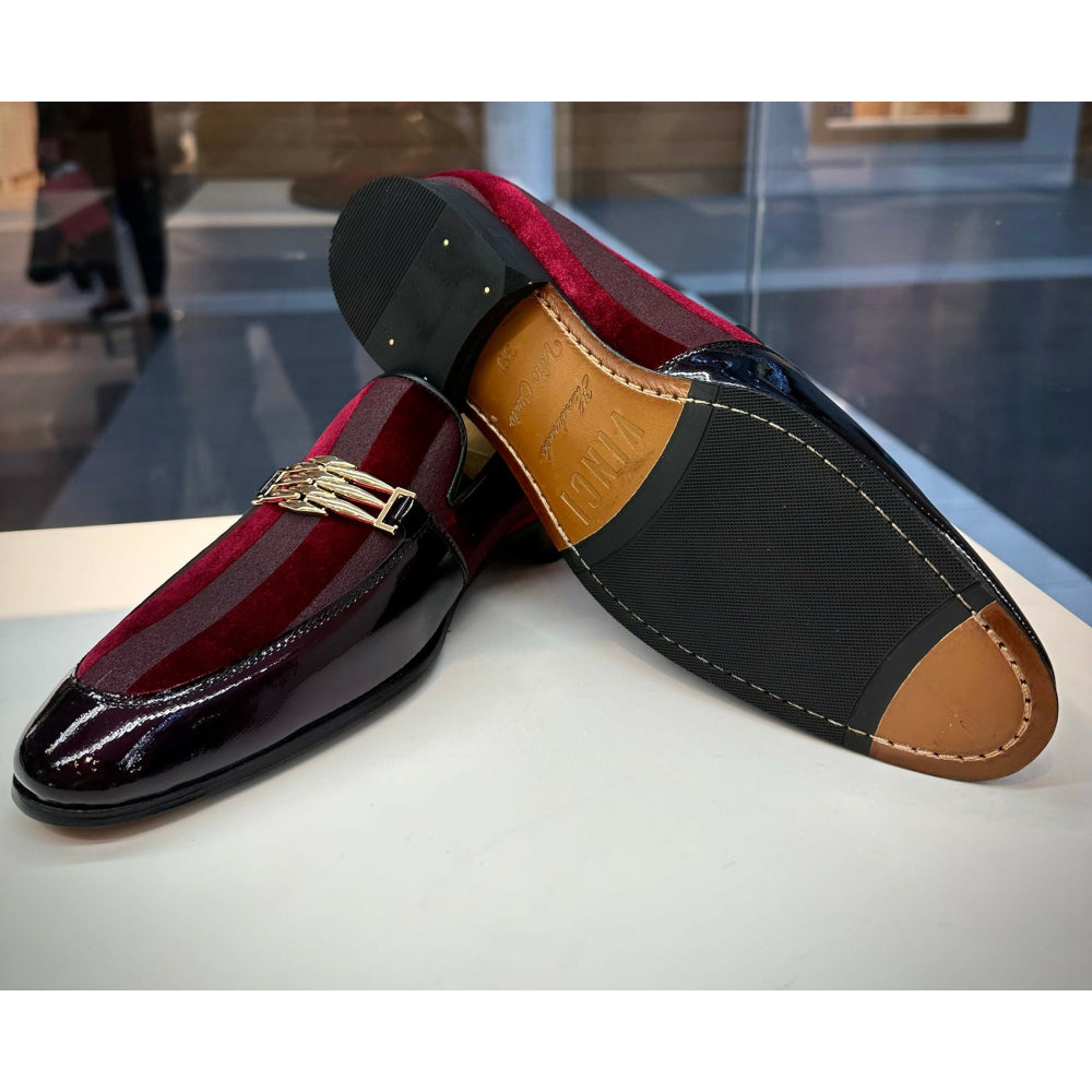 Vinci Leather The Pontalto Leather Shoe Burgundy Bit Loafer (11613)