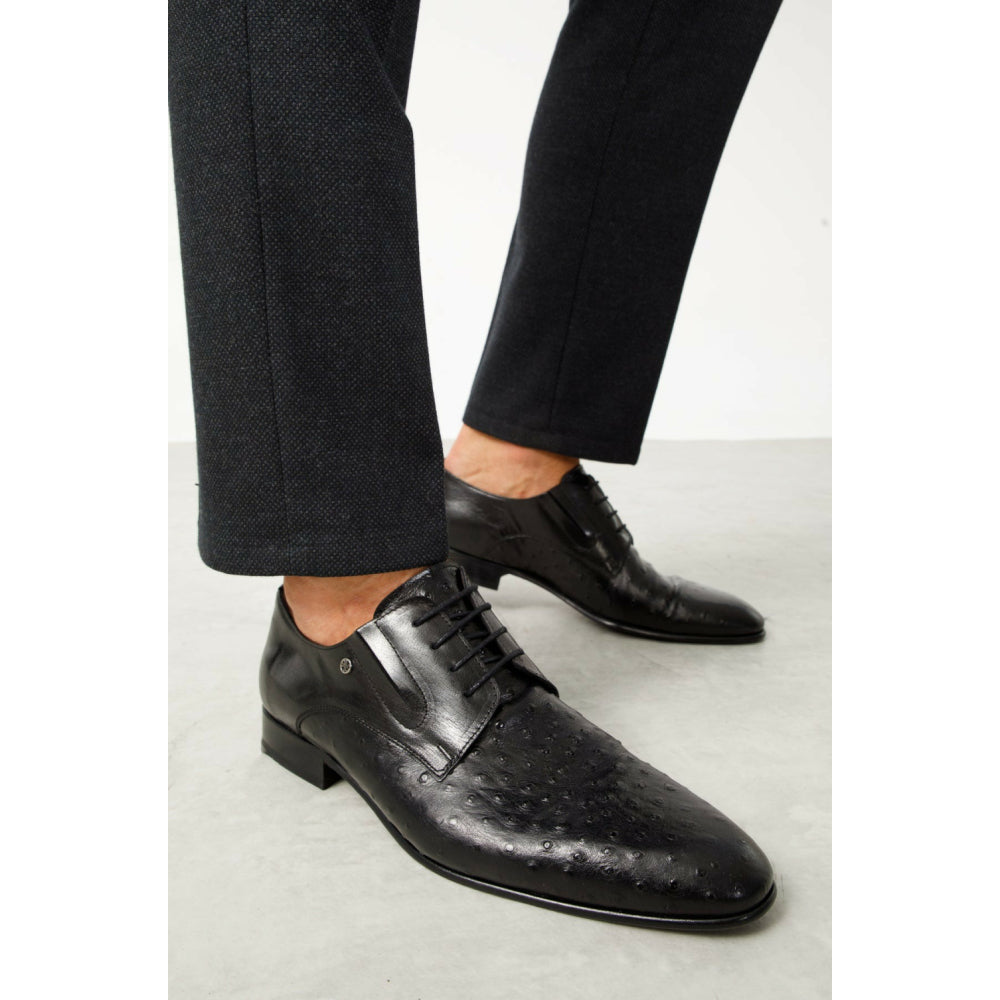 Vinci Leather The Porto Alegre Black Leather Derby Shoe (10769)