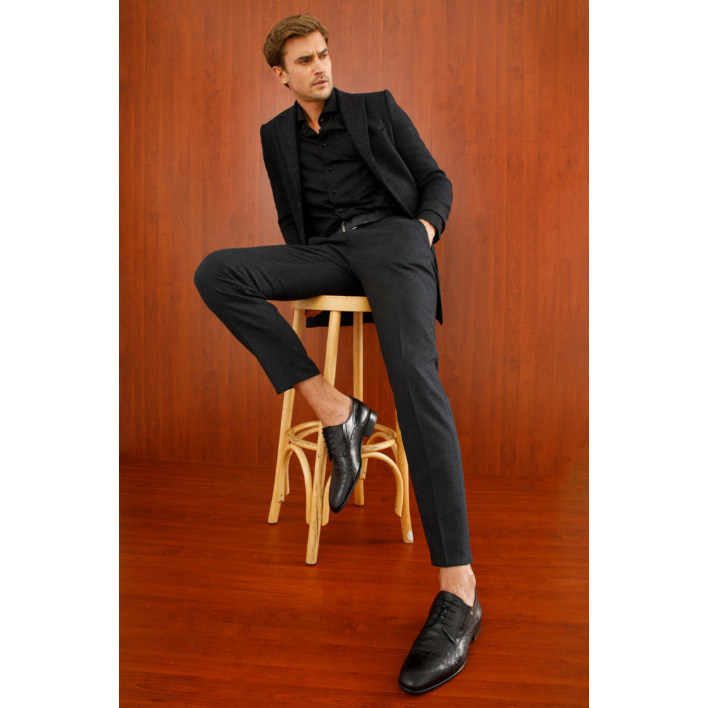 Vinci Leather The Porto Alegre Black Leather Derby Shoe (10769)