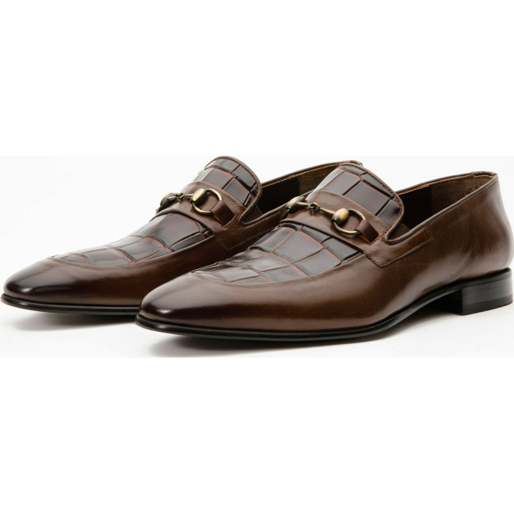 Vinci Leather The Pusan Brown Leather Bit Loafer Shoe (10721)