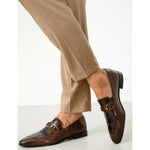 Vinci Leather The Pusan Brown Leather Bit Loafer Shoe (10721)