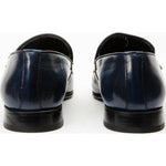 Vinci Leather The Pusan Navy Blue Leather Bit Loafer Shoe (10721)
