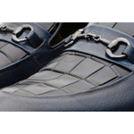 Vinci Leather The Pusan Navy Blue Leather Bit Loafer Shoe (10721)