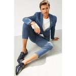 Vinci Leather The Pusan Navy Blue Leather Bit Loafer Shoe (10721)