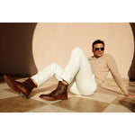Vinci Leather The Rand Brown Leather Double Buckle Brogue Boot With A Zipper (14560 T-2)