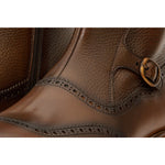 Vinci Leather The Rand Brown Leather Double Buckle Brogue Boot With A Zipper (14560 T-2)