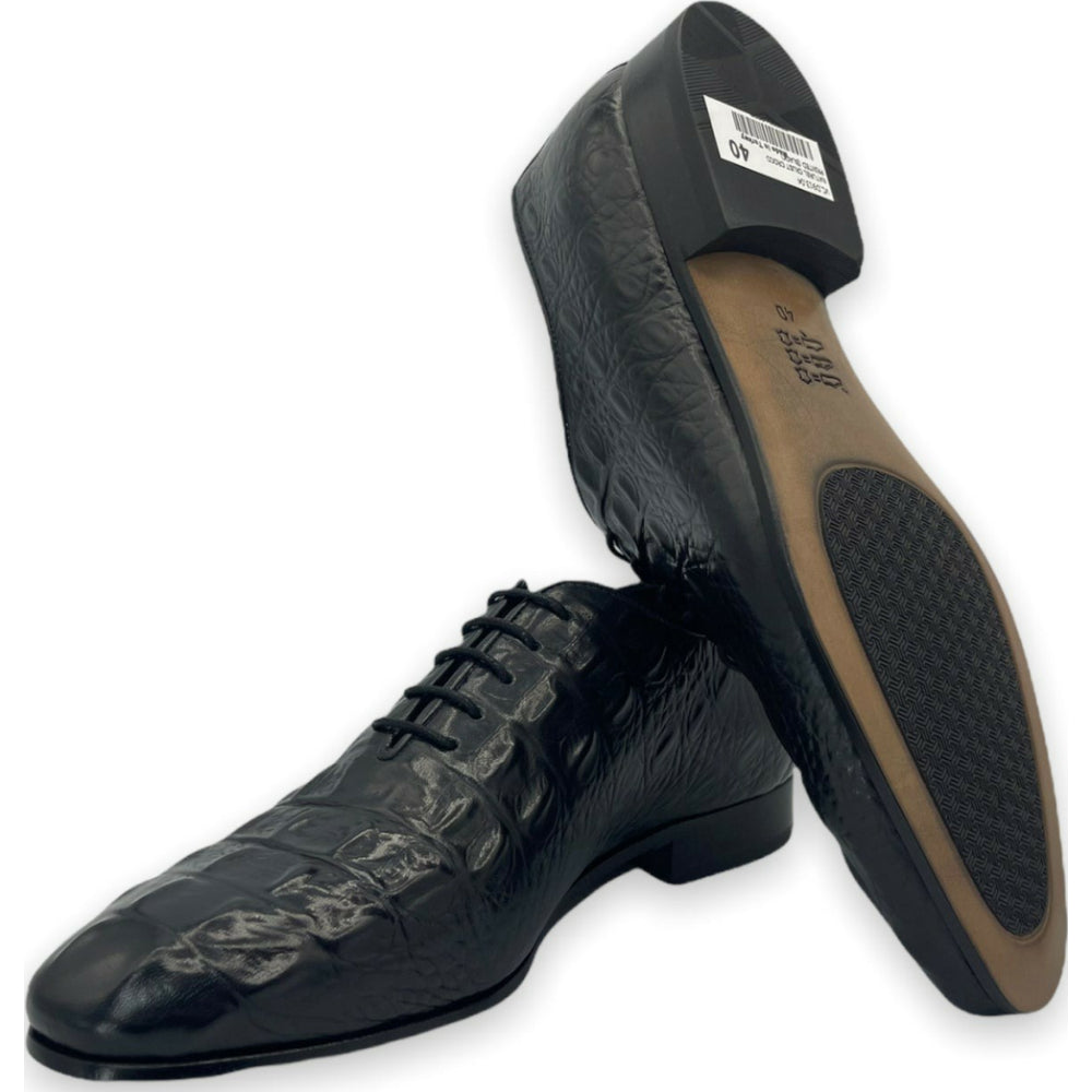Vinci Leather The Randor Black Leather Oxford Shoe (D-913)