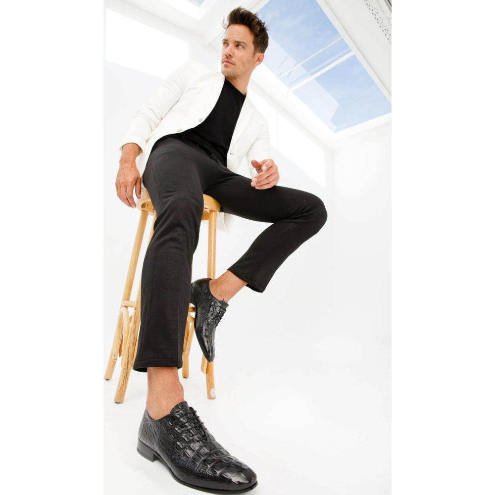 Vinci Leather The Randor Black Leather Oxford Shoe (D-913)