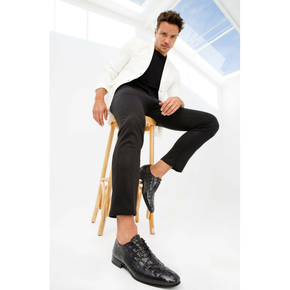 Vinci Leather The Randor Black Leather Oxford Shoe (D-913)