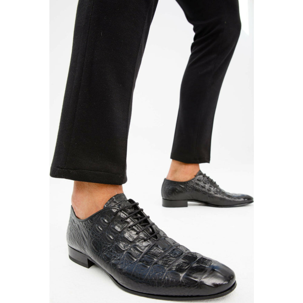 Vinci Leather The Randor Black Leather Oxford Shoe (D-913)