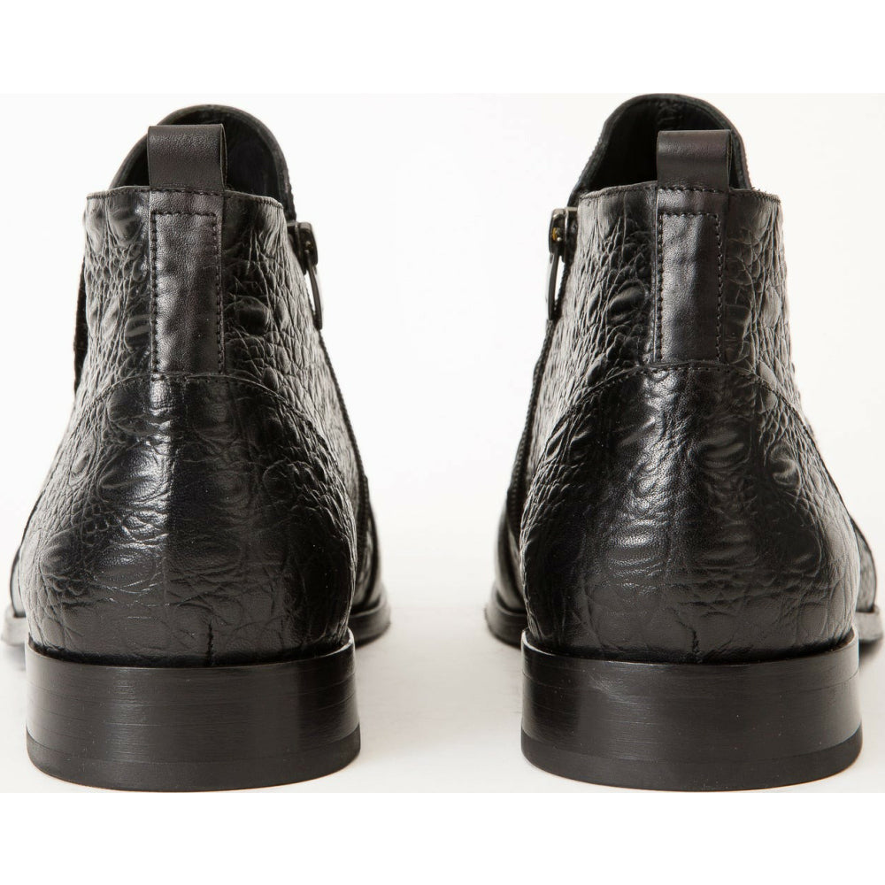 Vinci Leather The Randor Black Leather Side-zip Dress Ankle Boot (D-912)