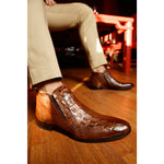 Vinci Leather The Randor Brown Leather Side-zip Dress Ankle Boot (D-912)