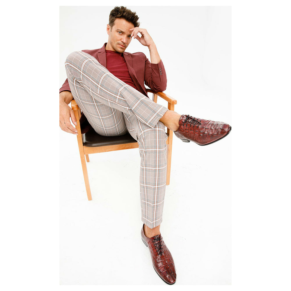 Vinci Leather The Randor Burgundy Leather Oxford Shoe (D-913)