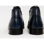 Vinci Leather The Randor Navy Leather Side-zip Dress Ankle Boot (D-912)