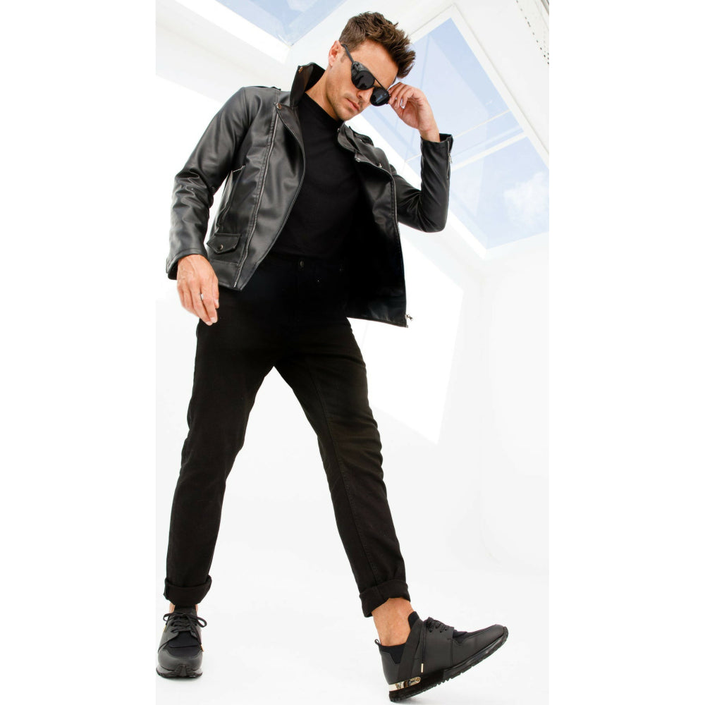 Vinci Leather The Reno BlackLeather Sneaker (D-530)