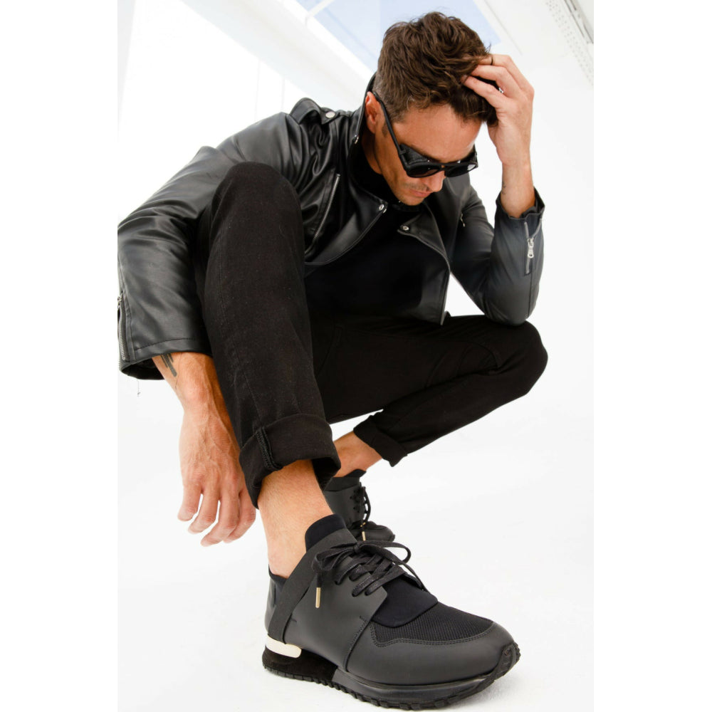 Vinci Leather The Reno BlackLeather Sneaker (D-530)