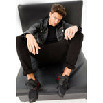 Vinci Leather The Reno Black / Red Leather Sneaker (D-530)