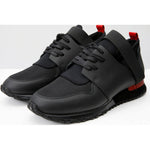Vinci Leather The Reno Black / Red Leather Sneaker (D-530)