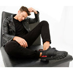 Vinci Leather The Reno Black / Red Leather Sneaker (D-530)