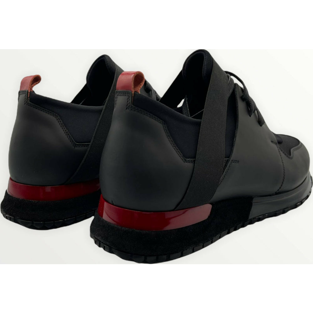 Vinci Leather The Reno Black / Red Leather Sneaker (D-530)