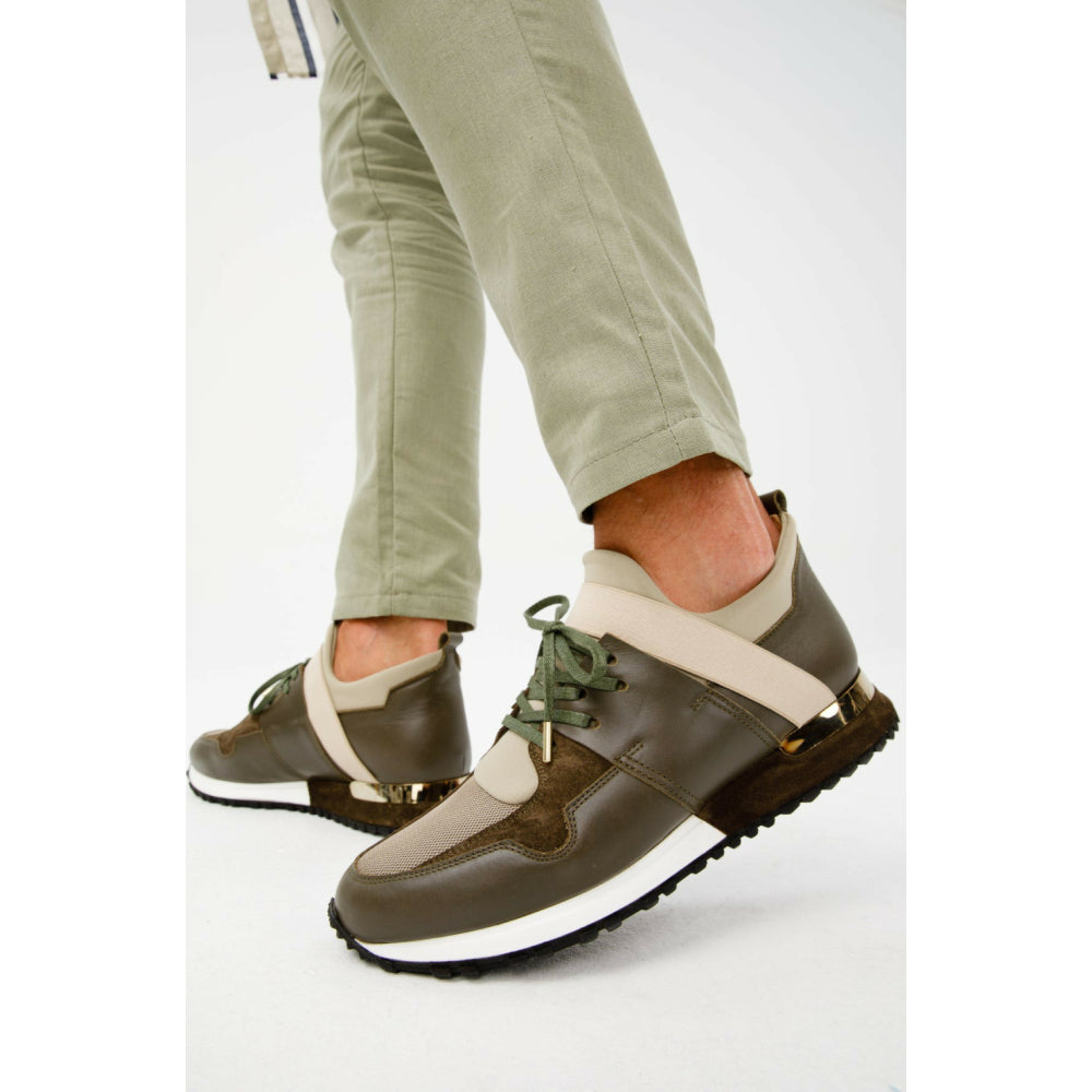 Vinci Leather The Reno Green Leather Sneaker (D-582)