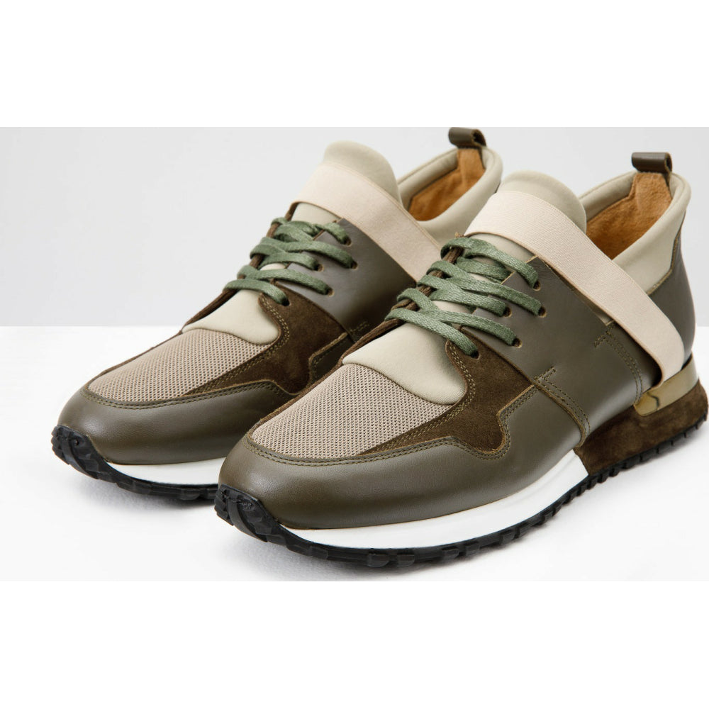 Vinci Leather The Reno Green Leather Sneaker (D-582)