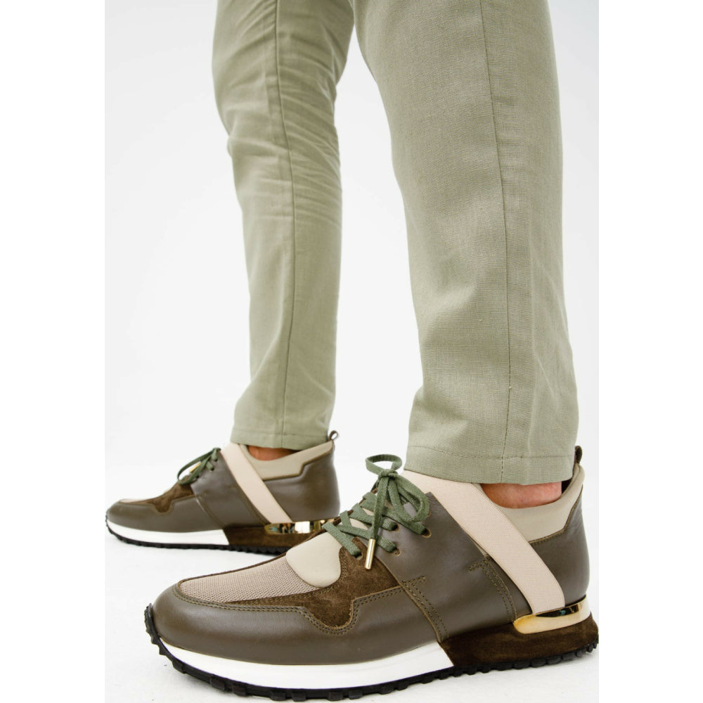 Vinci Leather The Reno Green Leather Sneaker (D-582)