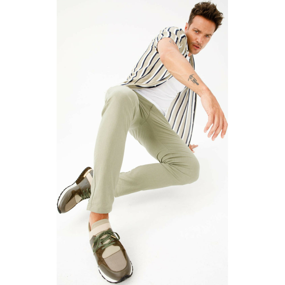 Vinci Leather The Reno Green Leather Sneaker (D-582)