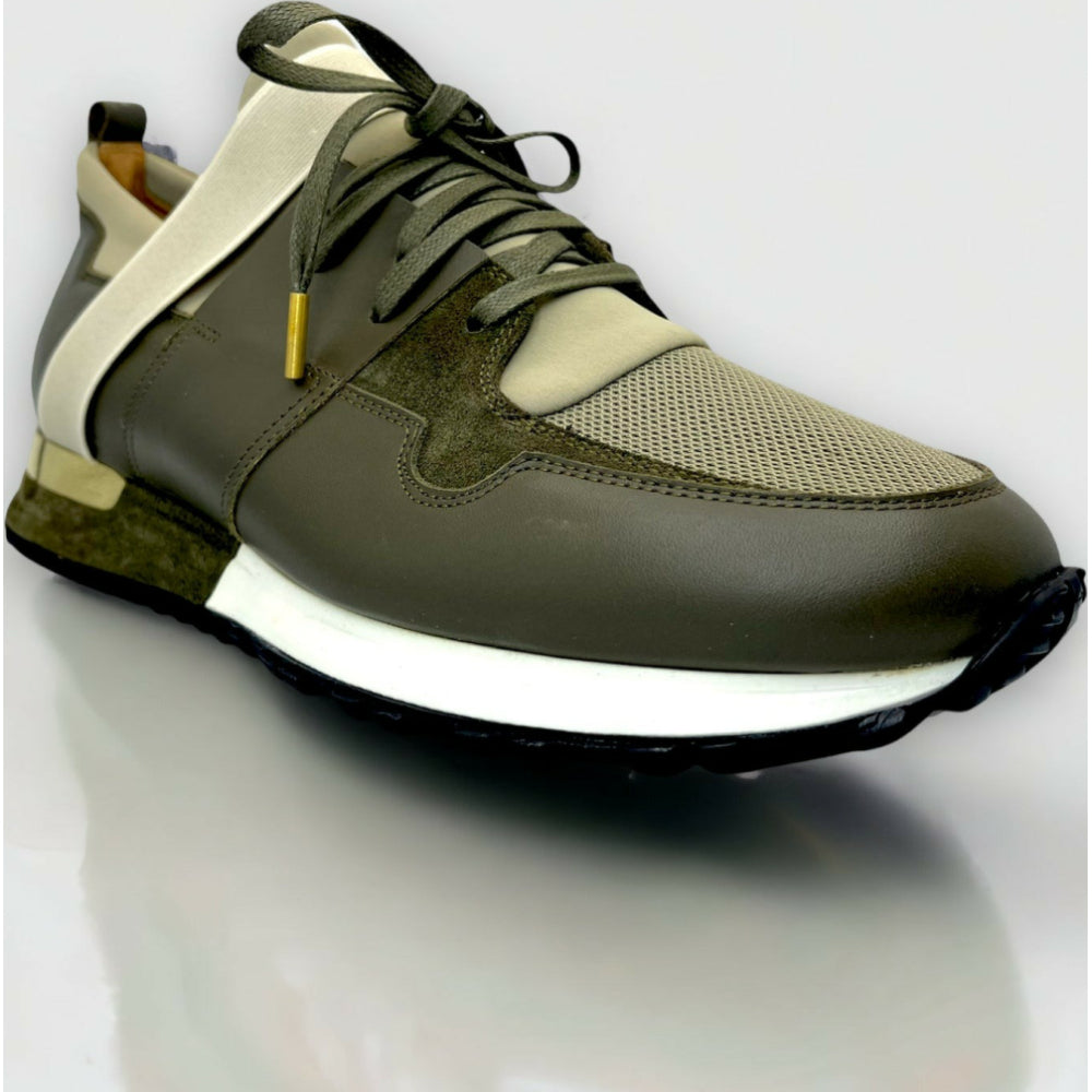 Vinci Leather The Reno Green Leather Sneaker (D-582)