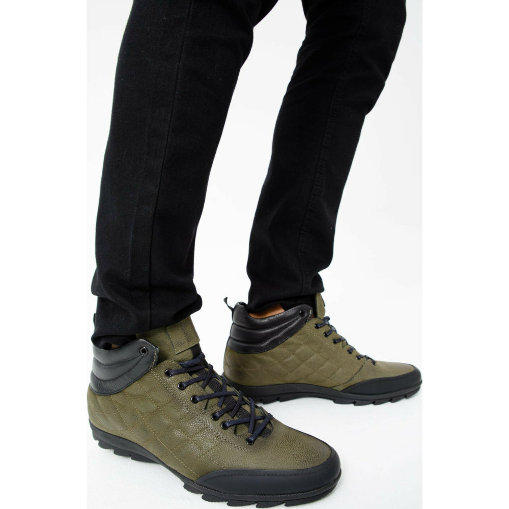 Vinci Leather The Riga Green Suede Leather Casual Lace-up Boot (14138 H-8)