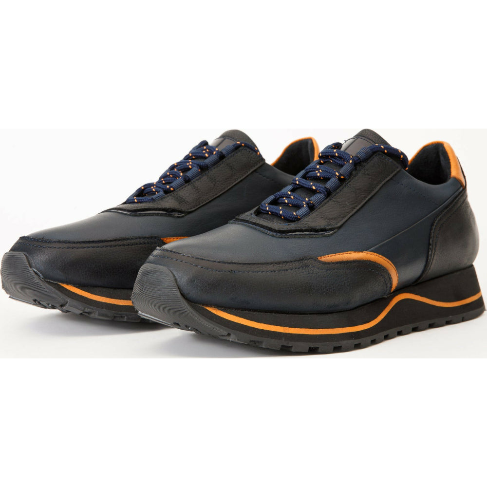 Vinci Leather The Ring Navy Leather Sneaker (14249)