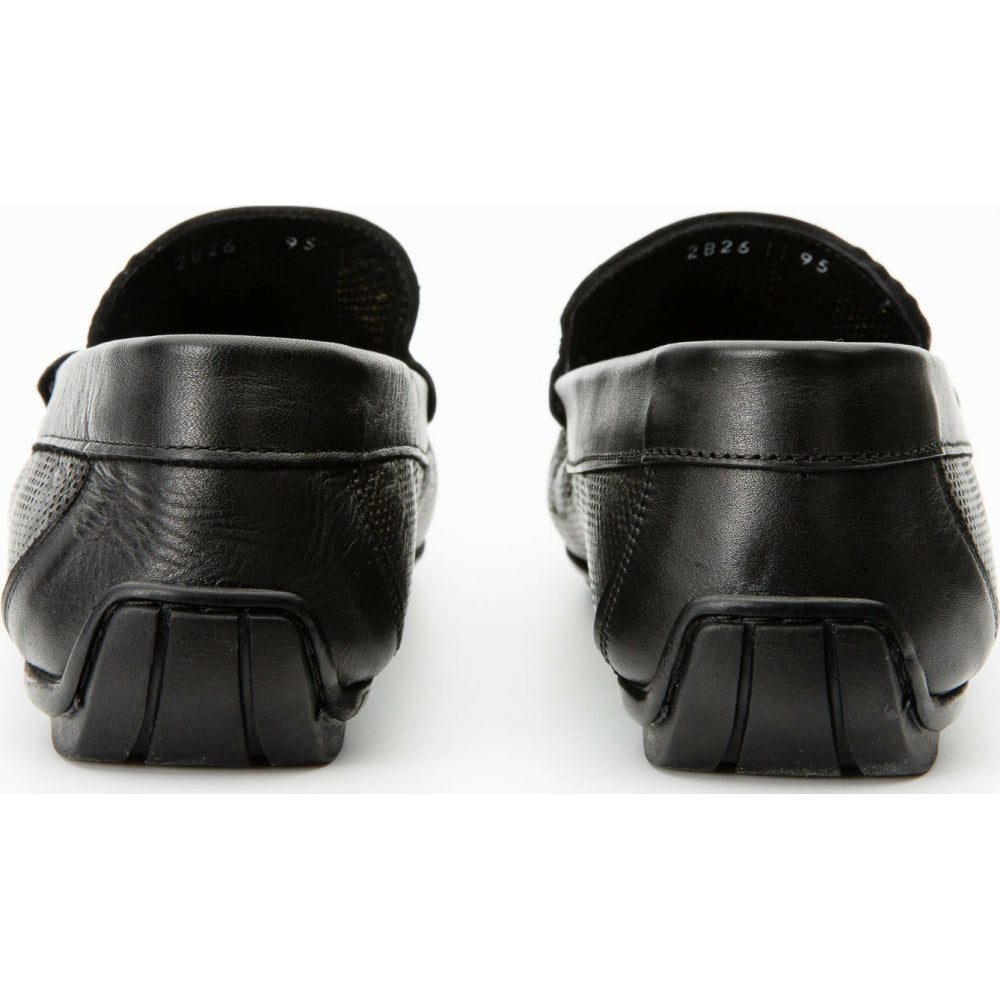 Vinci Leather The Riobamba Black Leather Bit Loafer (11087)