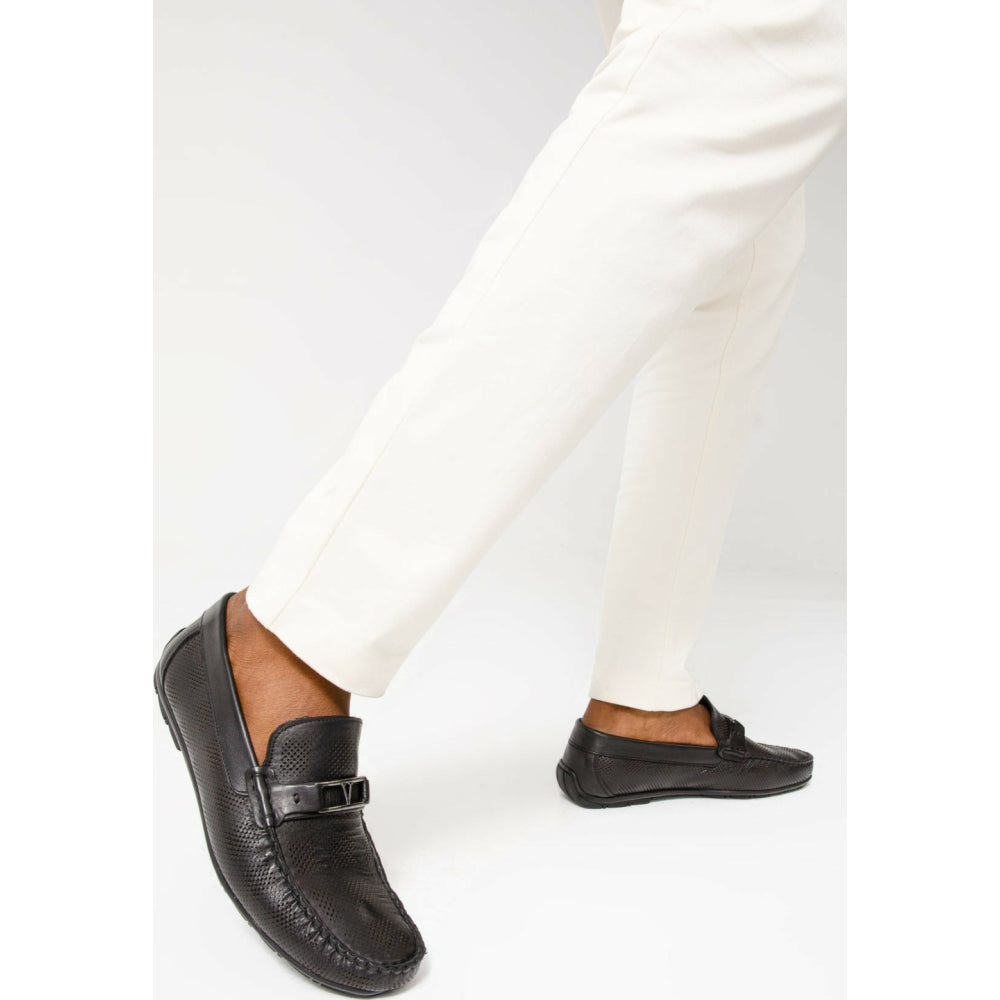 Vinci Leather The Riobamba Black Leather Bit Loafer (11087)